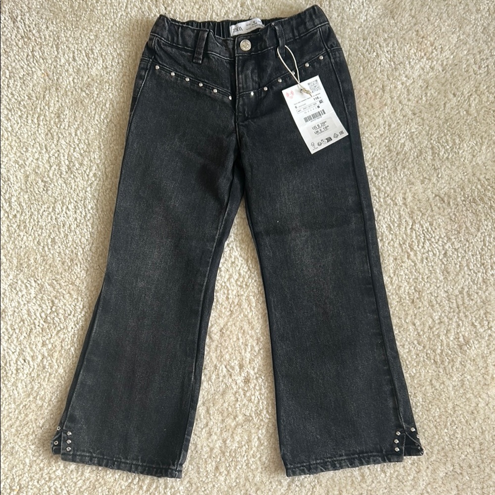 Black Flared Jeans with Studded Details